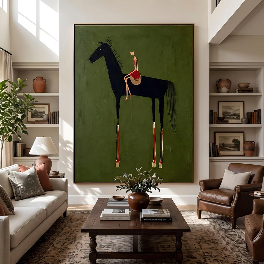 Abstract Art｜Black Horse & Rider Wall Art