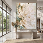 3D-Textured Art｜Vertical Impasto White Flower Wall Art