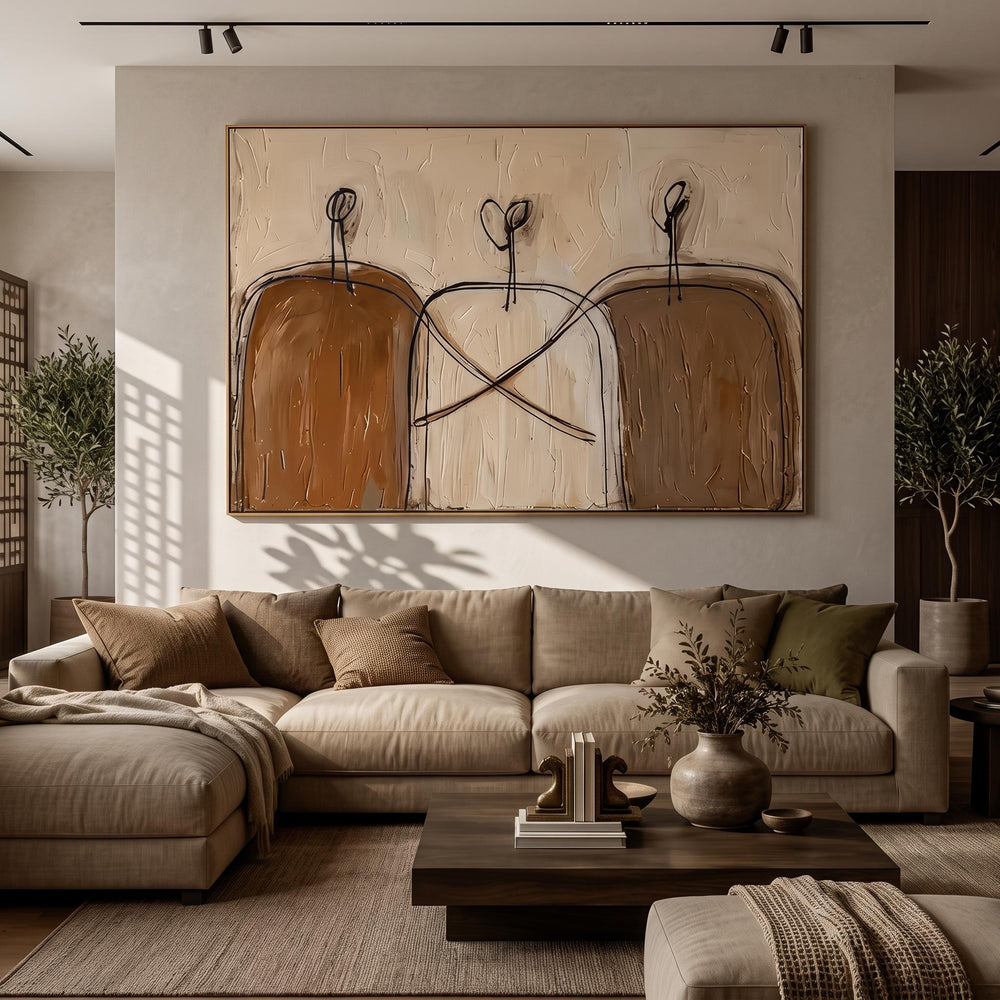 Abstract Art｜Earthy‑Tone Minimal Abstract Figure Wall Painting