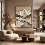 Wabi‑Sabi Art｜Thick Impasto Mountain Valley Canvas Print
