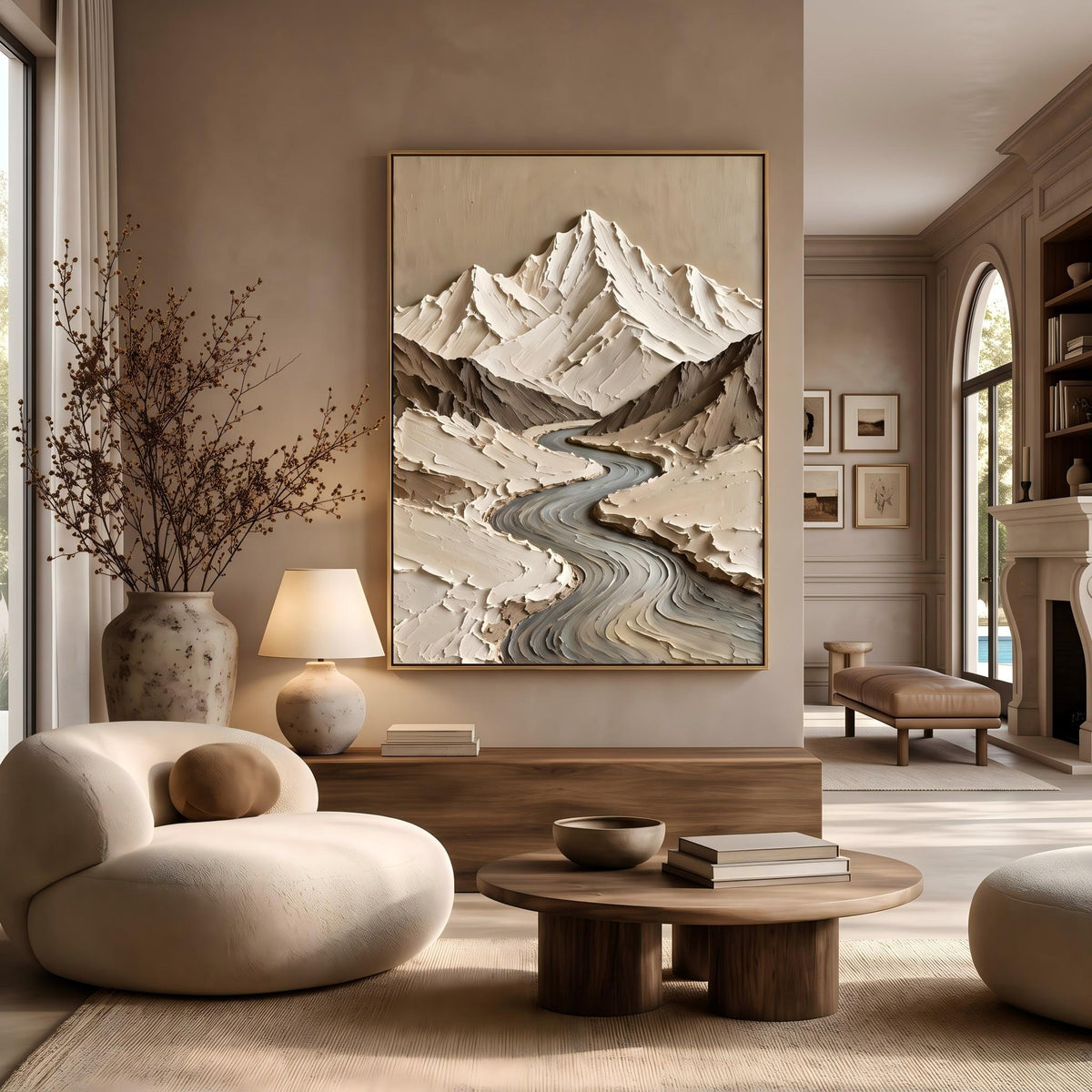 Wabi‑Sabi Art｜Thick Impasto Mountain Valley Canvas Print