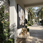 3d Textured Art｜Square White‑Gold Flower Wall Art