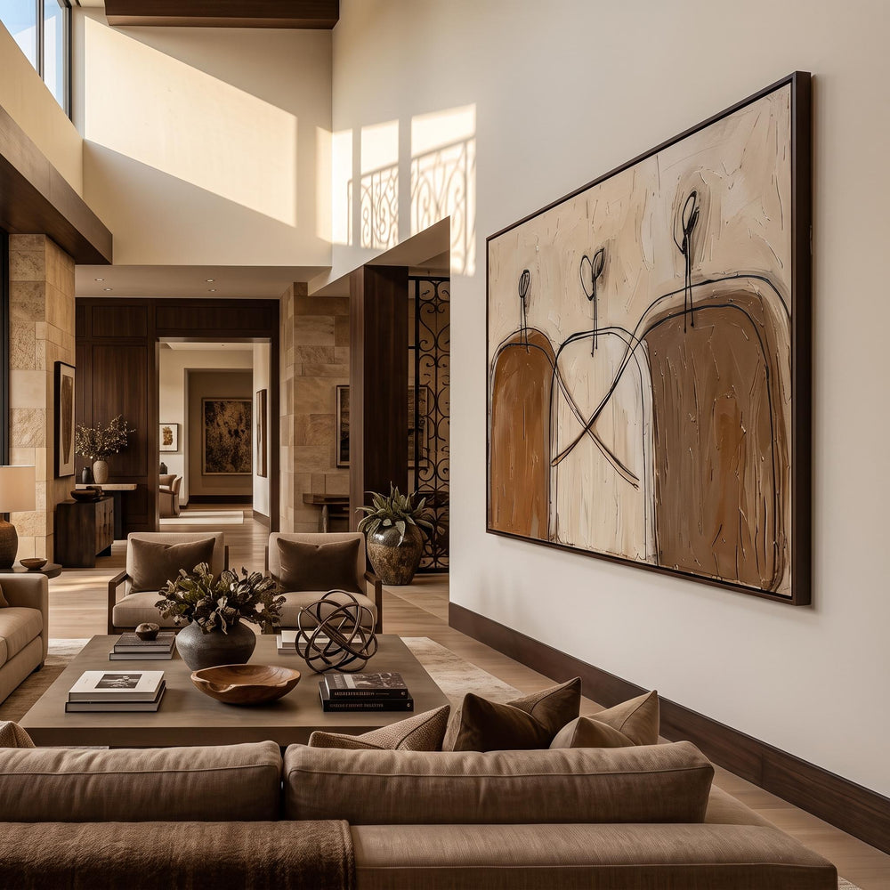 Abstract Art｜Earthy‑Tone Minimal Abstract Figure Wall Painting
