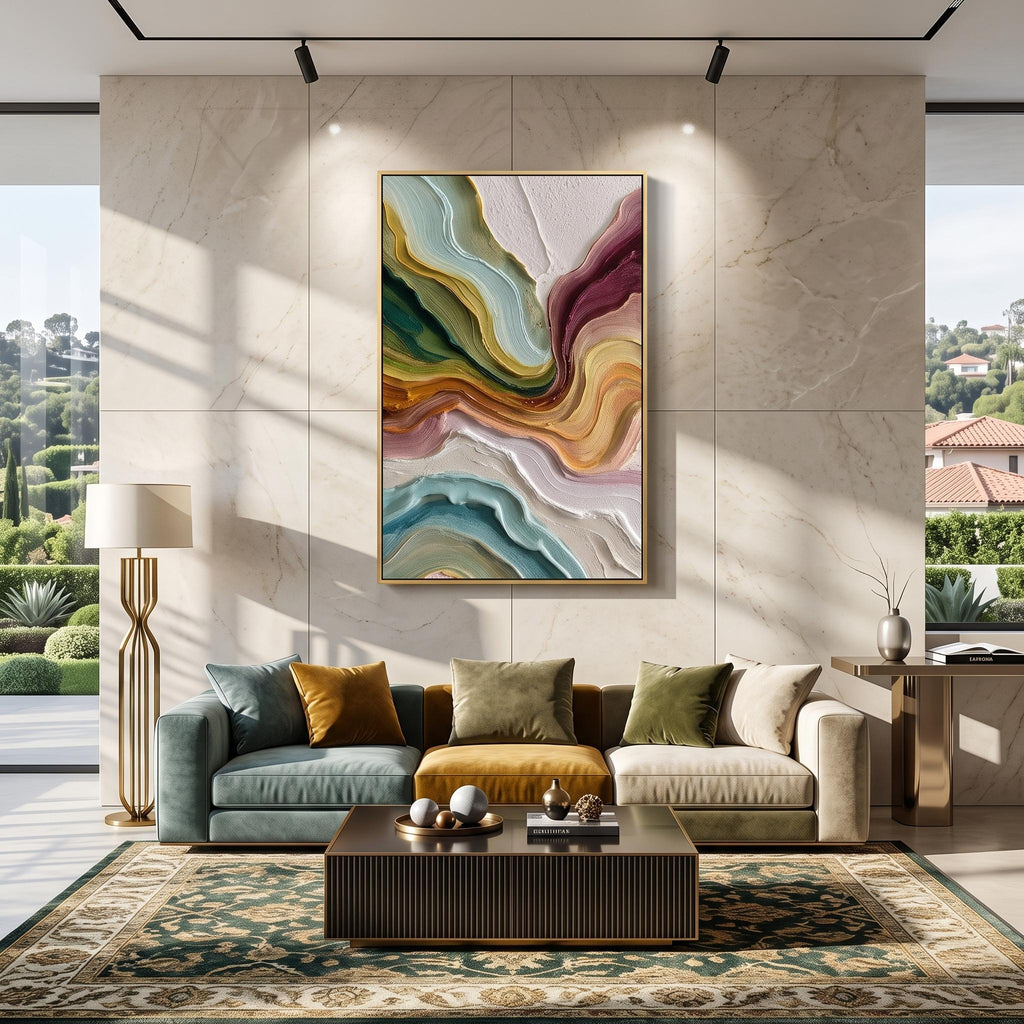 3D-Textured Art｜Multicolor Layer Flow Abstract Wall Painting