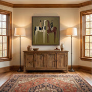 Vintage Americana Art | Patterned Horse Duo