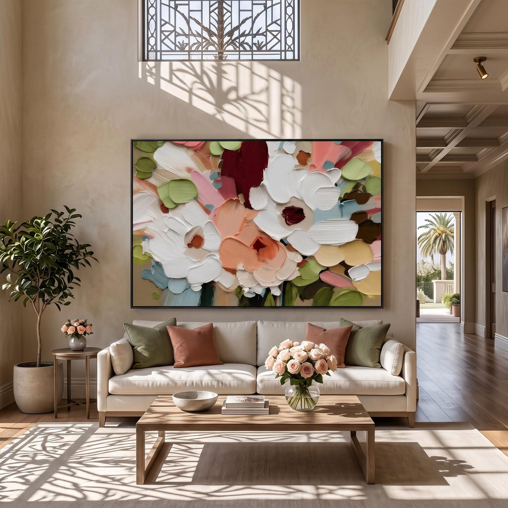 3d Textured Art｜Colorful Textured Floral Wall Painting