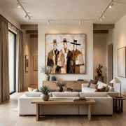 Vintage Americana Art｜Three Cowboys Impasto Wall Painting