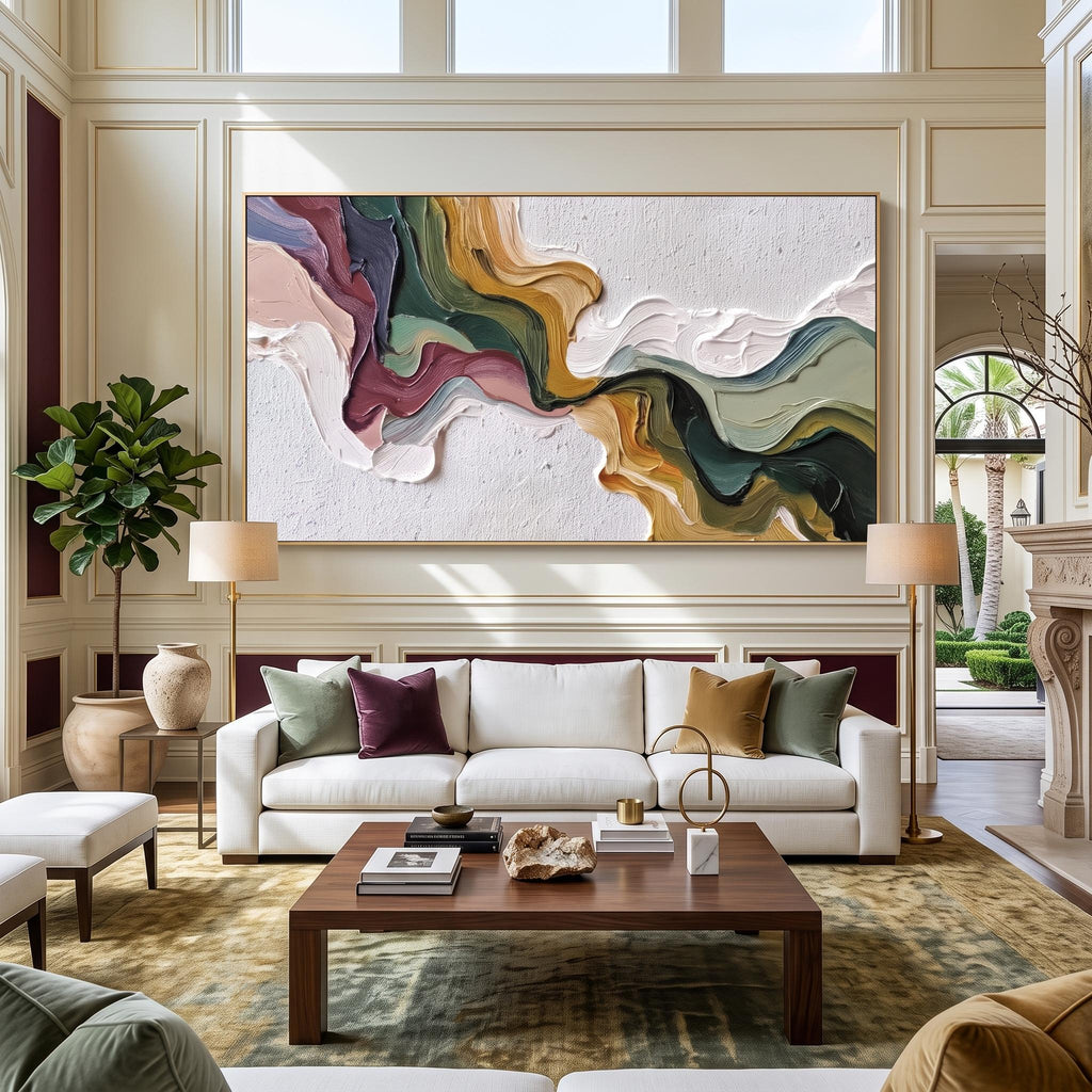 3D-Textured Art｜Multicolor Swirl Abstract Wall Painting