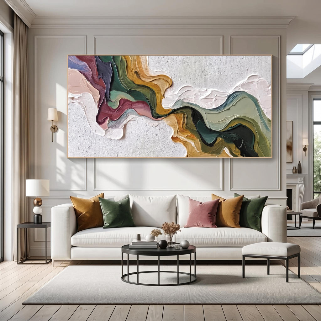 3D-Textured Art｜Multicolor Swirl Abstract Wall Painting