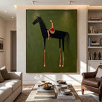 Abstract Art｜Black Horse & Rider Wall Art