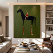 Abstract Art｜Black Horse & Rider Wall Art