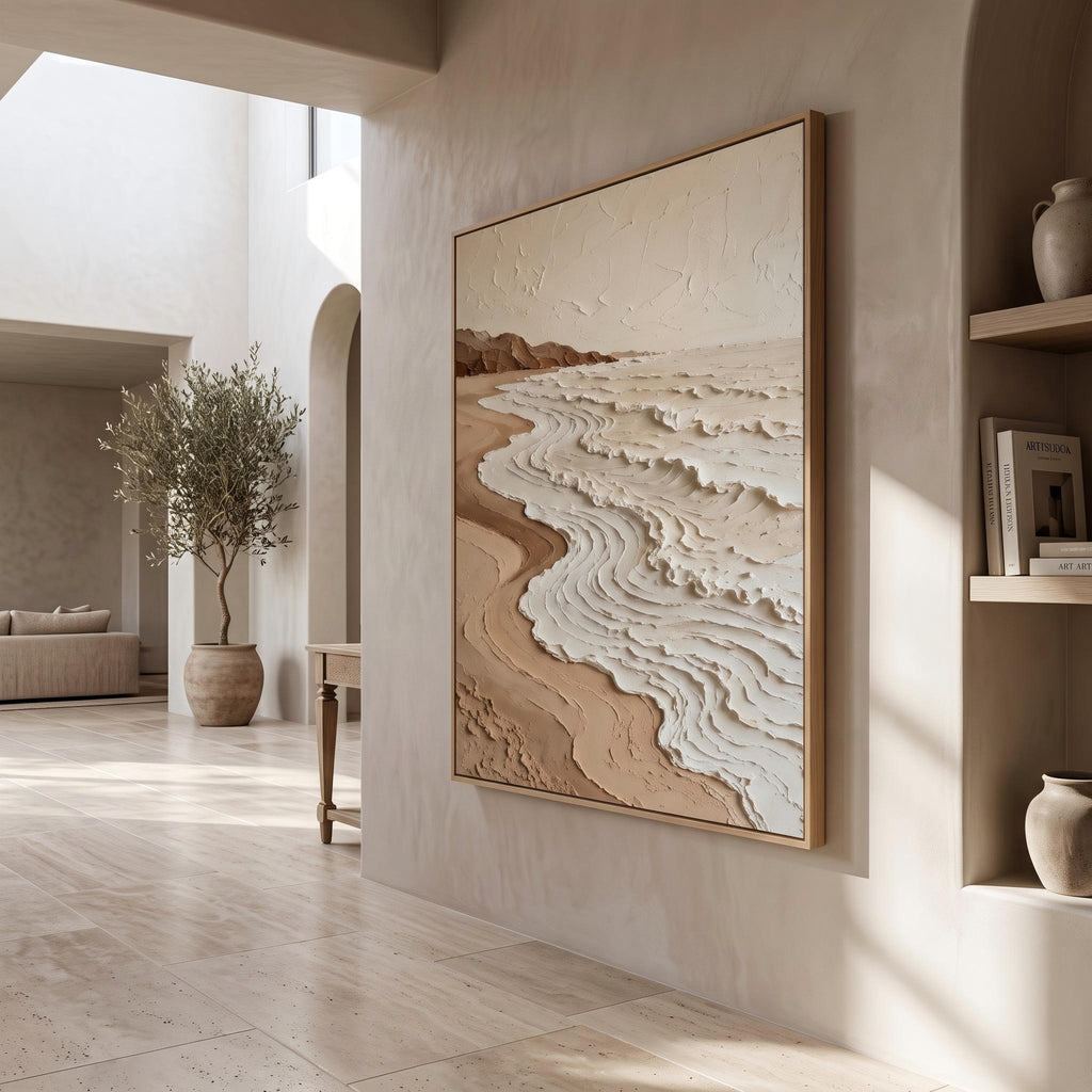 Wabi‑Sabi Art｜Neutral Tones Stereoscopic Seaside Wall Decor