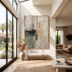 Wabi‑Sabi Art｜Sage Green Beige Textured Abstract Wall Painting