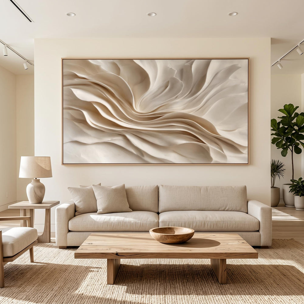3D-Textured Art｜Earthy‑Tone Soft Fold Abstract Wall Painting