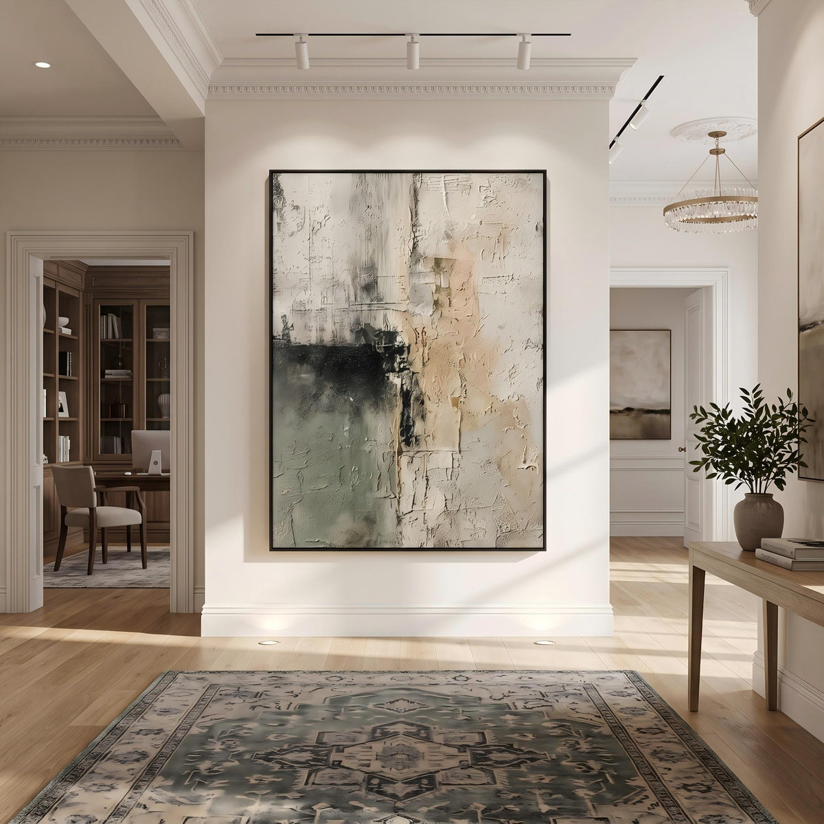 Wabi‑Sabi Art｜Sage Green Beige Textured Abstract Wall Painting