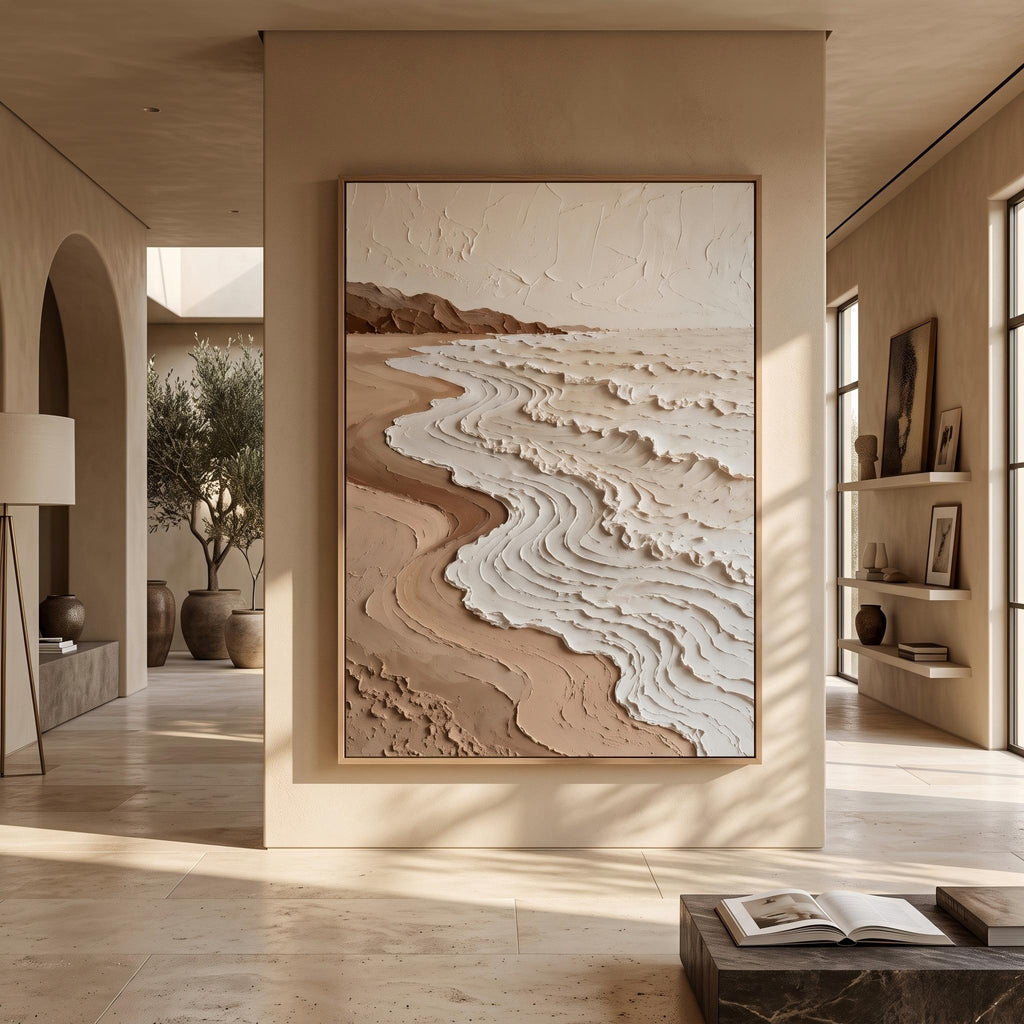 Wabi‑Sabi Art｜Neutral Tones Stereoscopic Seaside Wall Decor
