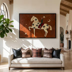 Vintage Americana Art | Rust Red Stylized Horse With Moon & Stars Canvas