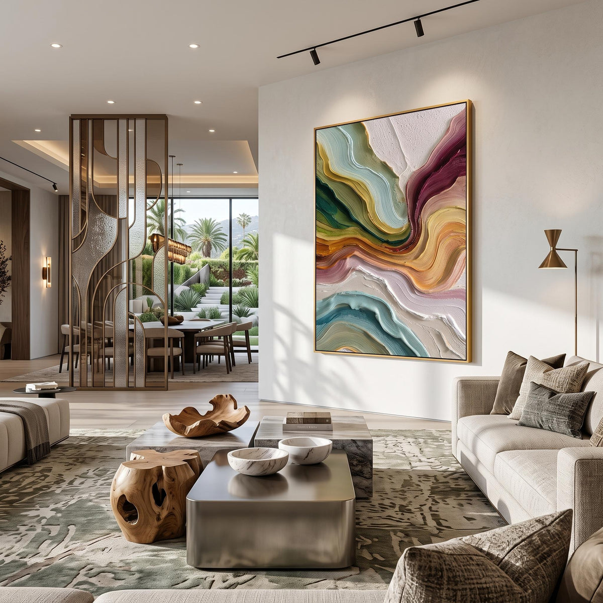 3D-Textured Art｜Multicolor Layer Flow Abstract Wall Painting
