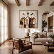 Vintage Americana Art｜Three Cowboys Impasto Wall Painting