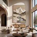 Wabi‑Sabi Art｜Thick Impasto Mountain Valley Canvas Print