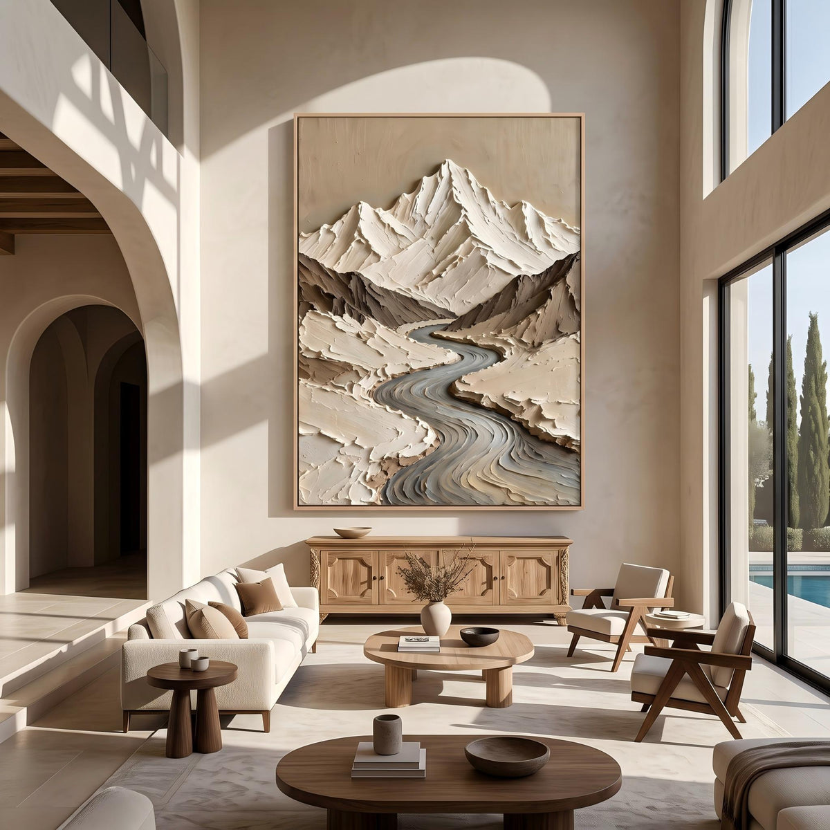 Wabi‑Sabi Art｜Thick Impasto Mountain Valley Canvas Print