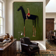 Abstract Art｜Black Horse & Rider Wall Art