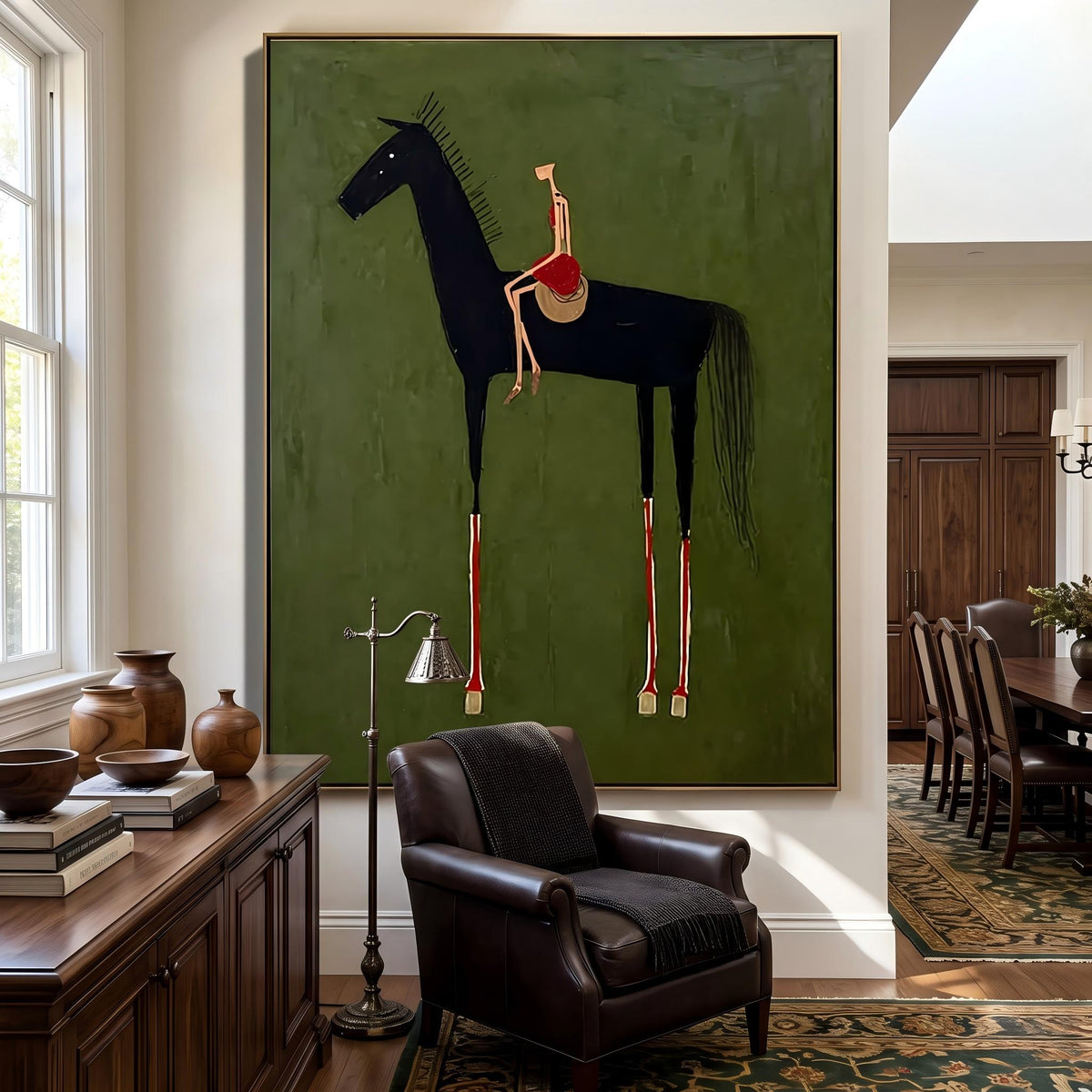 Abstract Art｜Black Horse & Rider Wall Art