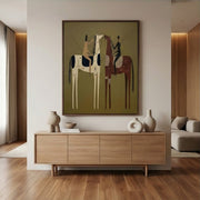 Vintage Americana Art | Patterned Horse Duo