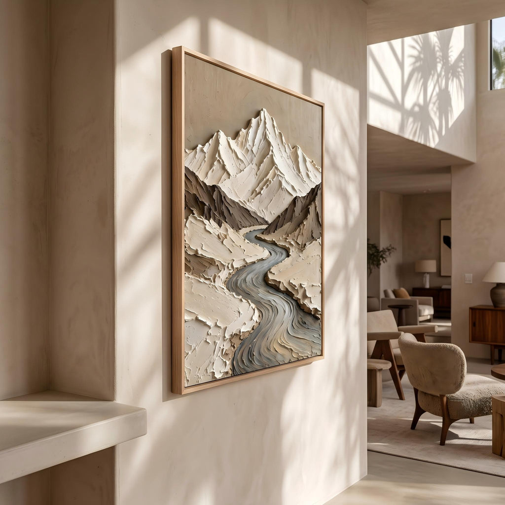 Wabi‑Sabi Art｜Thick Impasto Mountain Valley Canvas Print