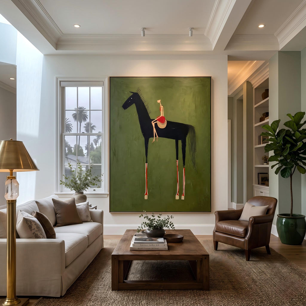 Abstract Art｜Black Horse & Rider Wall Art