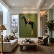 Abstract Art｜Black Horse & Rider Wall Art