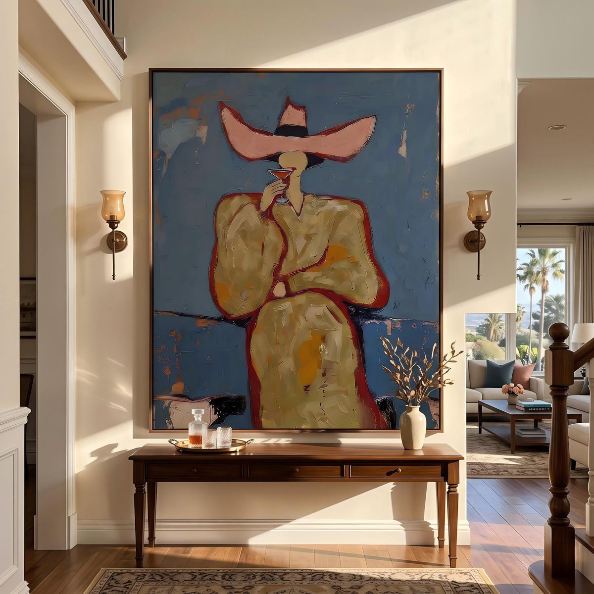 POP Art | Pink cowboy hat woman drinking cocktail