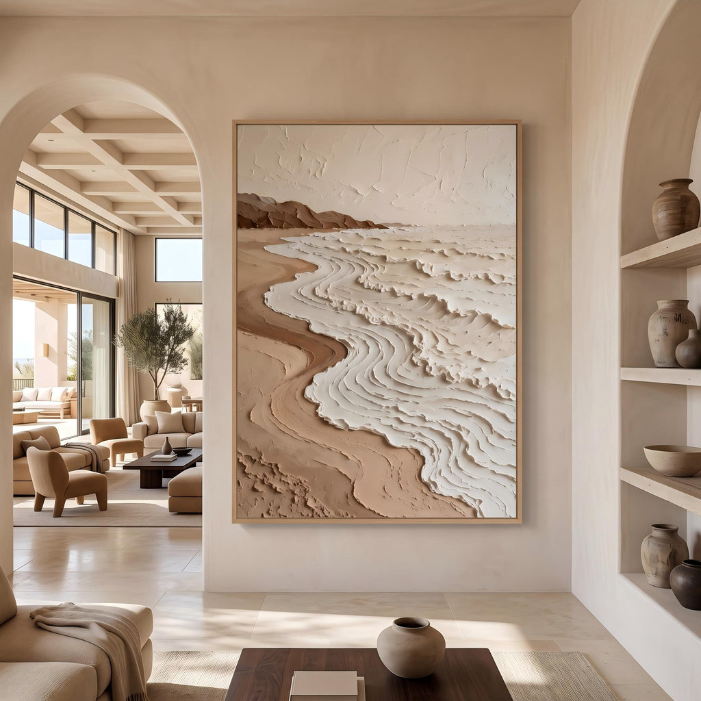 Wabi‑Sabi Art｜Neutral Tones Stereoscopic Seaside Wall Decor