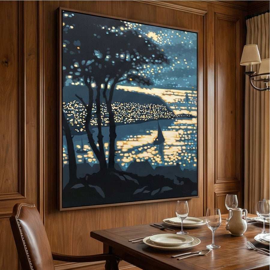 Impressionist Art | Nocturnal Harbor Glow
