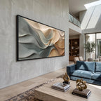 3D Texture Abstract Art｜Dusty Blue Beige Heavy‑Texture Wave Canvas Print
