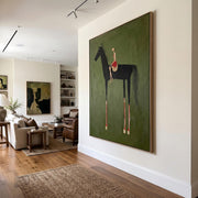Abstract Art｜Black Horse & Rider Wall Art