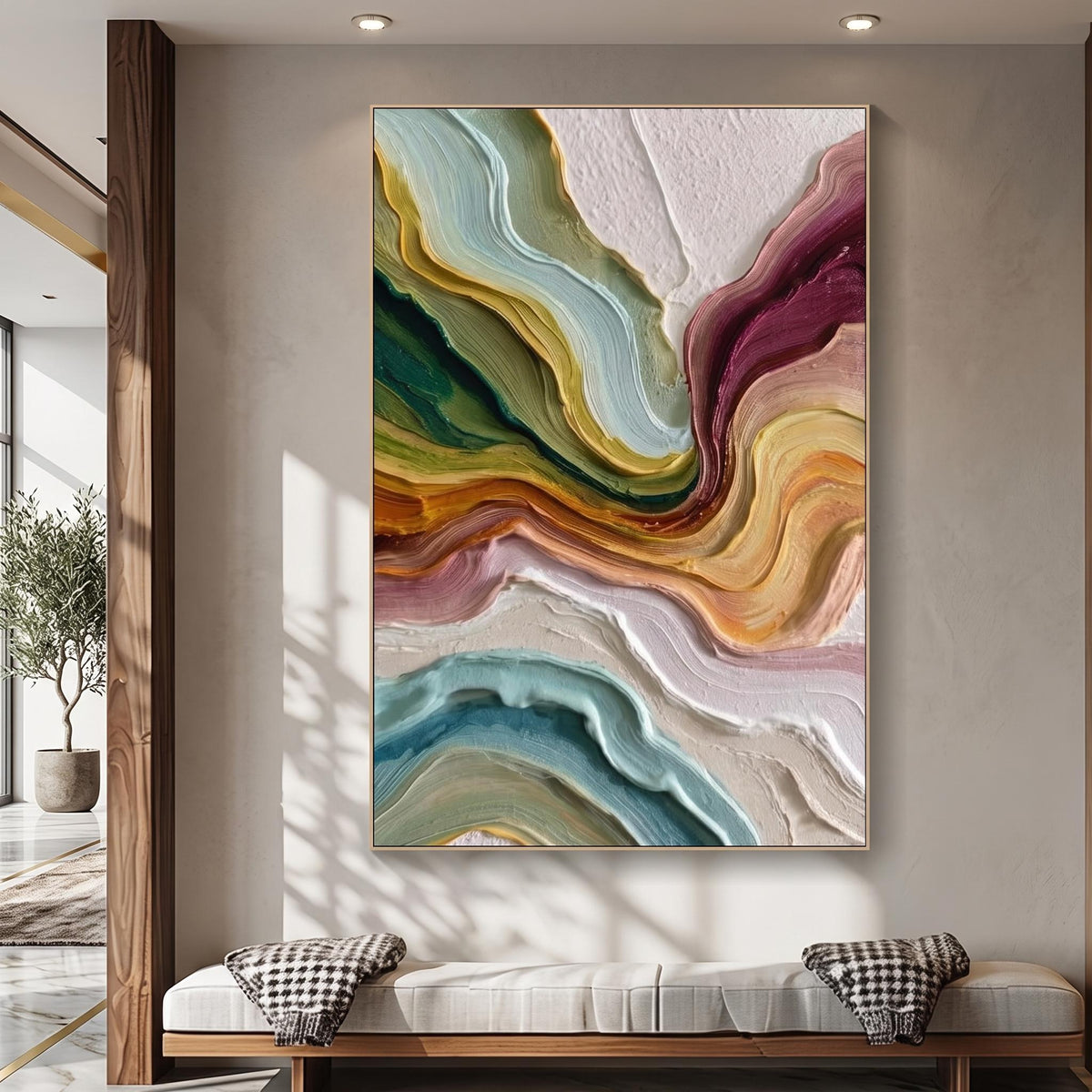 3D-Textured Art｜Multicolor Layer Flow Abstract Wall Painting
