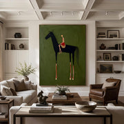 Abstract Art｜Black Horse & Rider Wall Art