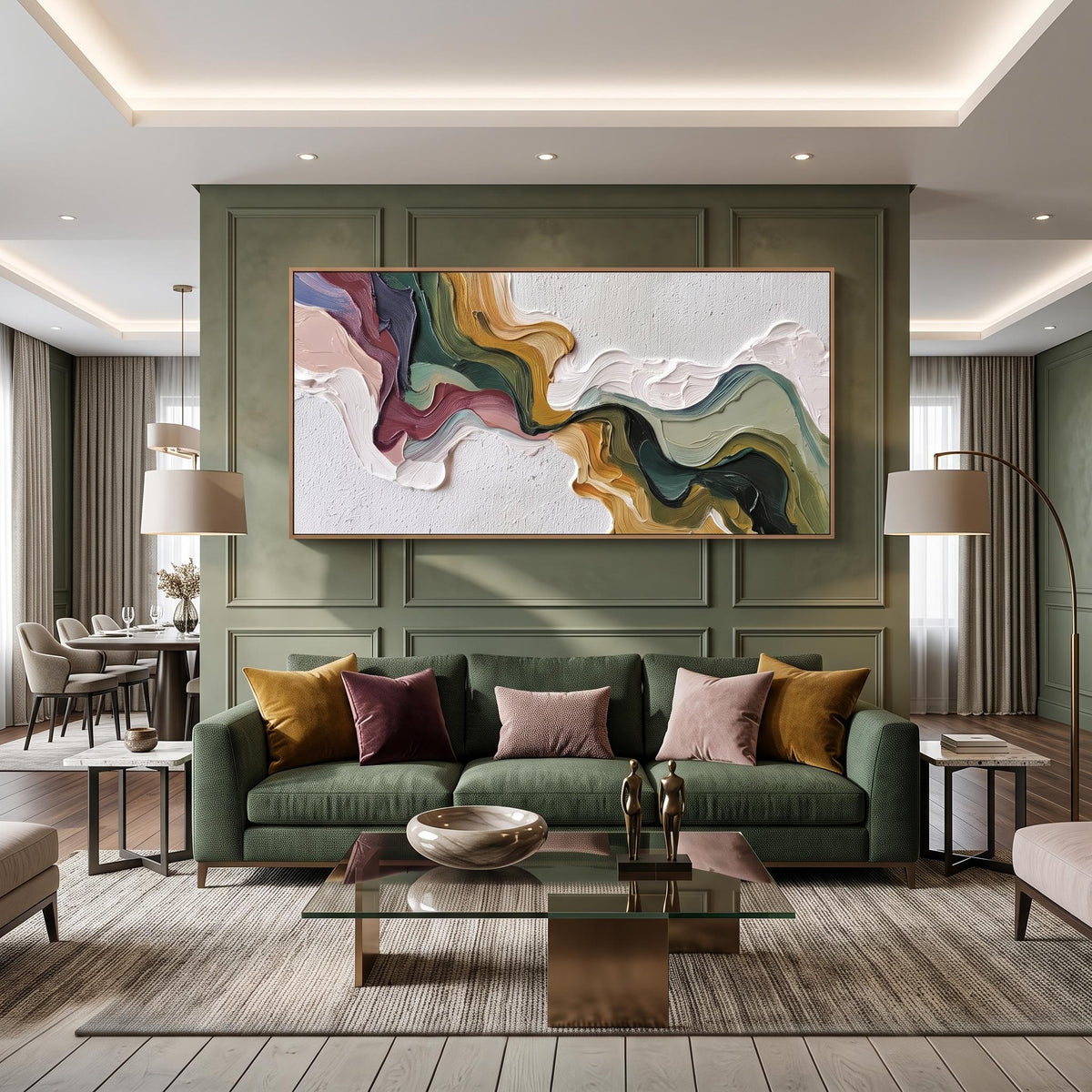 3D-Textured Art｜Multicolor Swirl Abstract Wall Painting