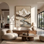 Wabi‑Sabi Art｜Thick Impasto Mountain Valley Canvas Print