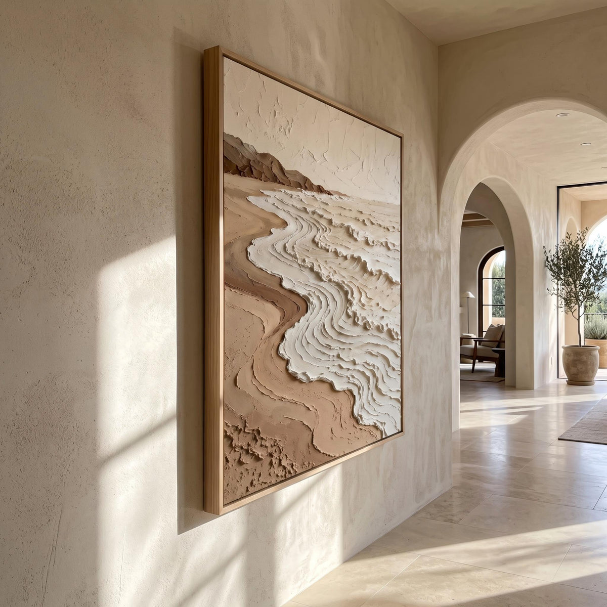 Wabi‑Sabi Art｜Neutral Tones Stereoscopic Seaside Wall Decor