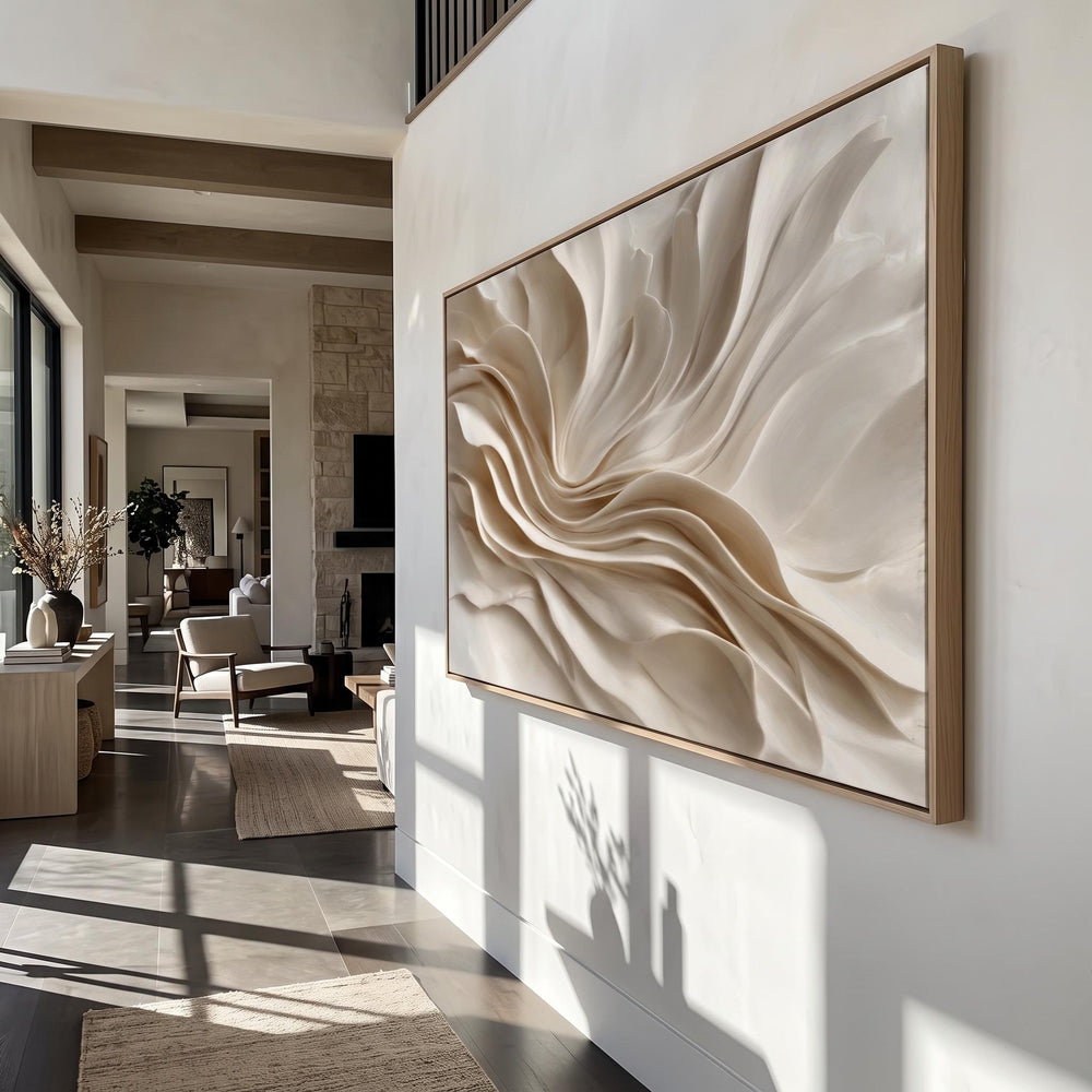 3D-Textured Art｜Earthy‑Tone Soft Fold Abstract Wall Painting