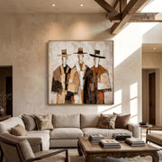 Vintage Americana Art｜Three Cowboys Impasto Wall Painting