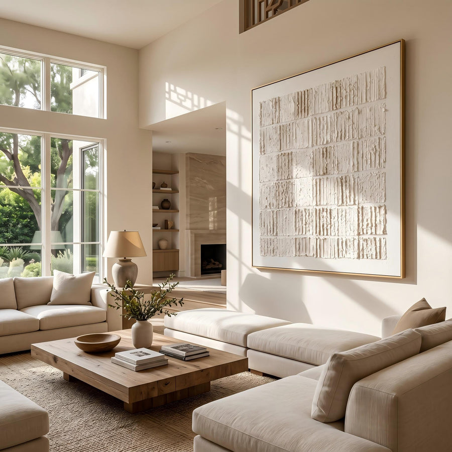 Wabi-Sabi Art｜Cream Block Relief Abstract Wall Art