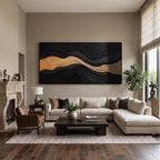 3D-Textured Art｜Luxury Black‑Gold Layered Mountain