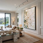 3D-Textured Art｜Vertical Impasto White Flower Wall Art