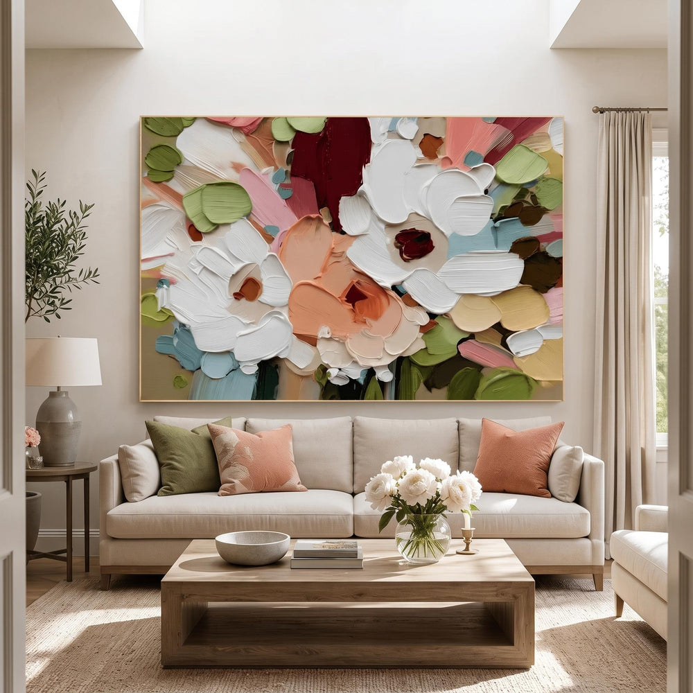 3d Textured Art｜Colorful Textured Floral Wall Painting