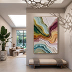 3D-Textured Art｜Multicolor Layer Flow Abstract Wall Painting