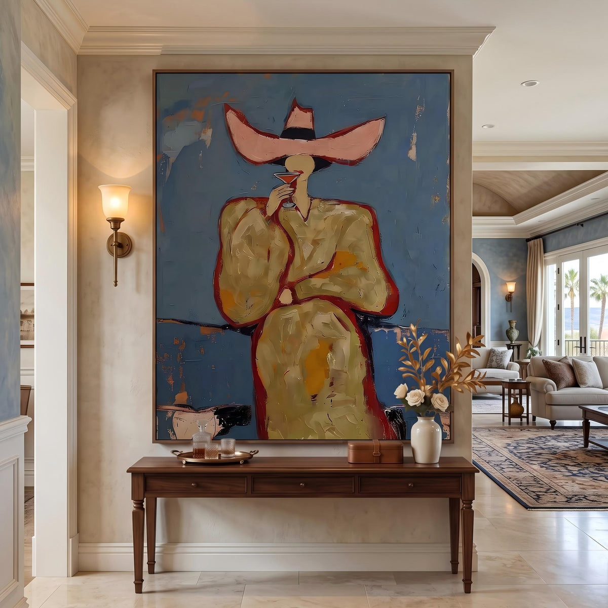POP Art | Pink cowboy hat woman drinking cocktail