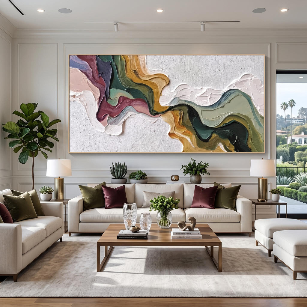 3D-Textured Art｜Multicolor Swirl Abstract Wall Painting